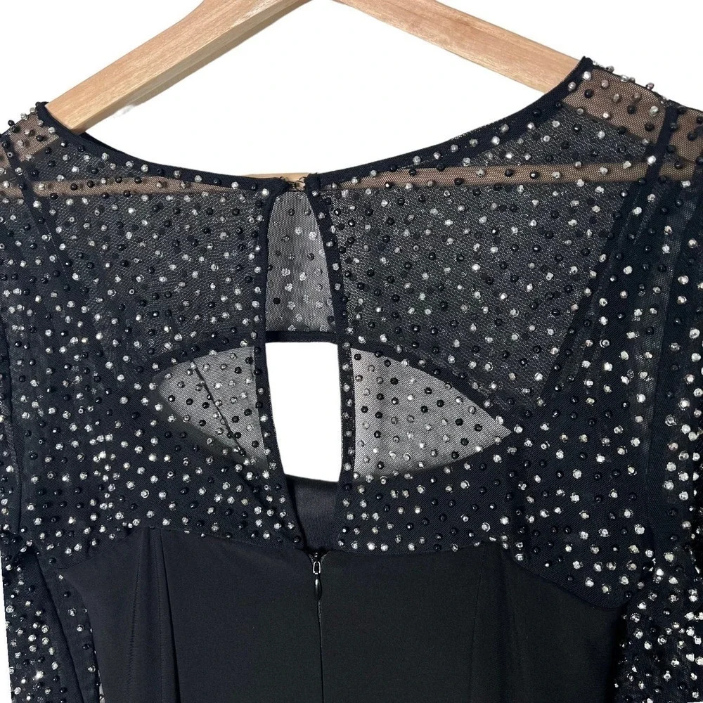 New Women’s Betsey And Adam Haisley Long Jersey Knit Beaded Dress Size 8